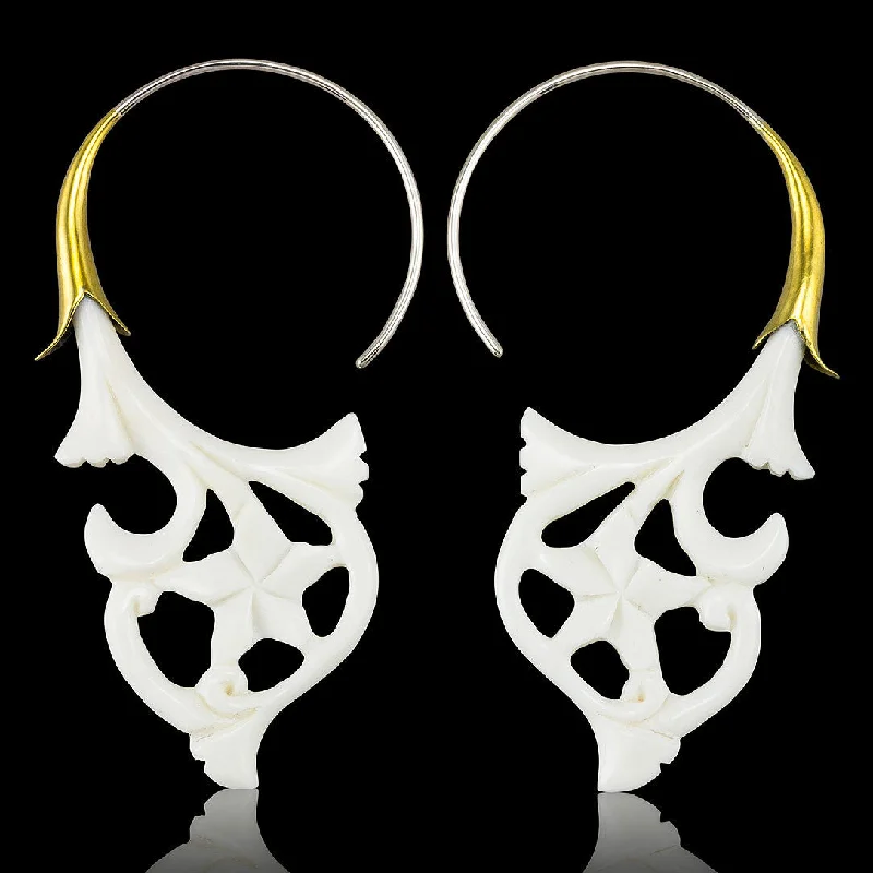 Women's crystal earrings-<span>ESB-079<span>: </span></span>Plumeria Curls - Bone