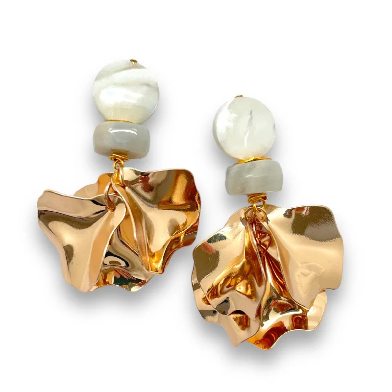 Women's drop earrings-Liza Earrings - Cream