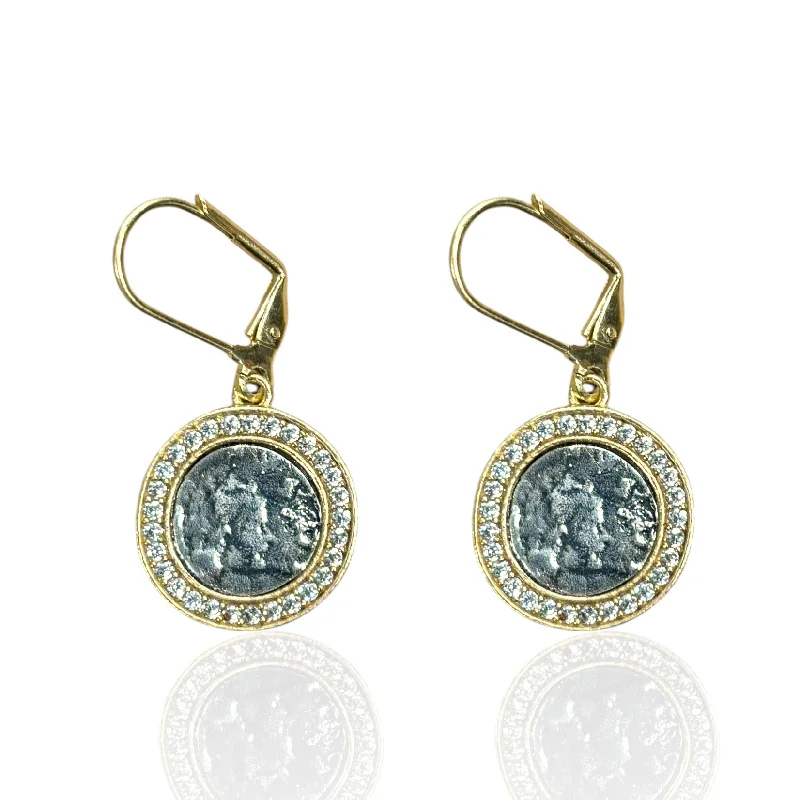 Women's cocktail earrings-GOLD HESTIA COIN EARRINGS