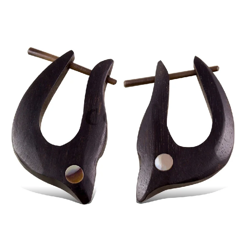 Women's contemporary earrings-<span>ERW-019<span>: </span></span>Twilight Hoops - Wood