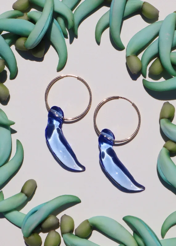 Women's statement dangle earrings-Blue Jade Bud Hoop Earrings