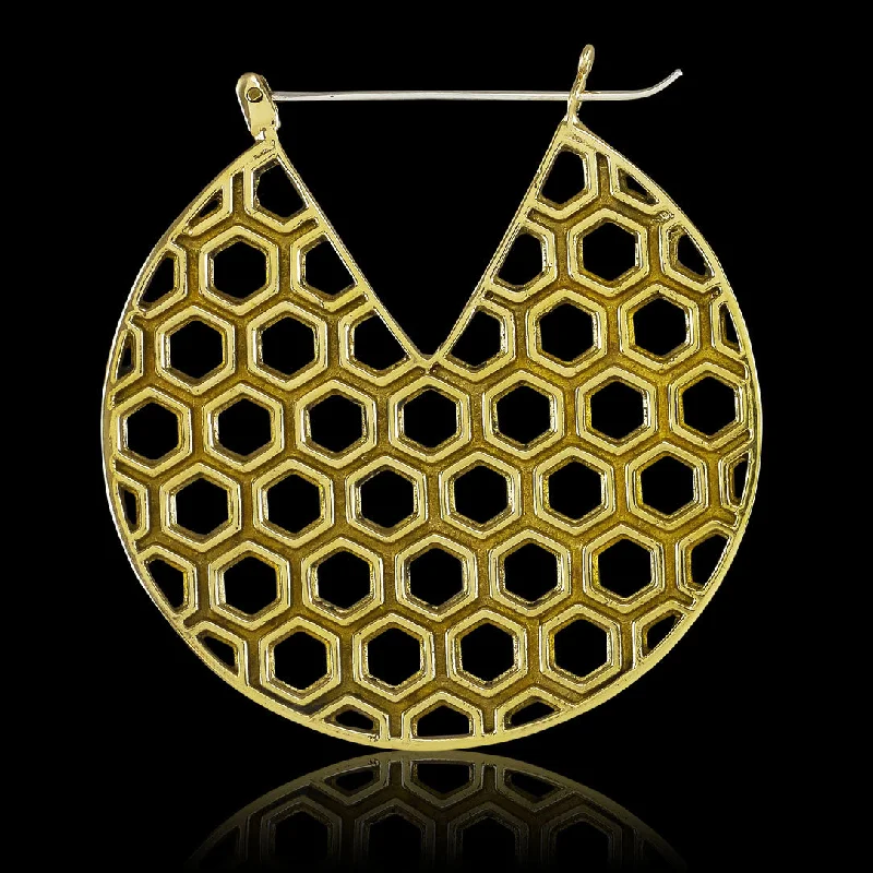 Women's statement dangle earrings-<span>BRES-268<span>: </span></span>Honeycomb Hoops - Silver Posts