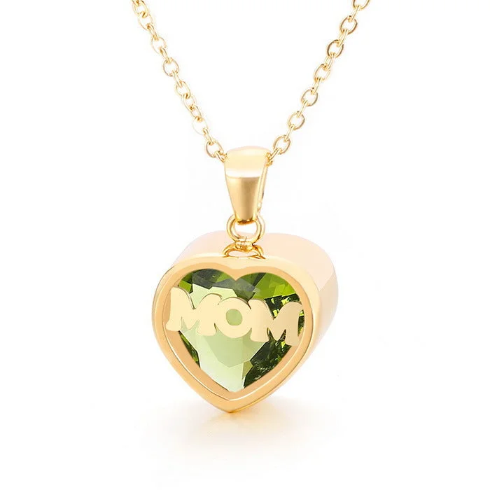 August Light Green Zircon Mom Necklace