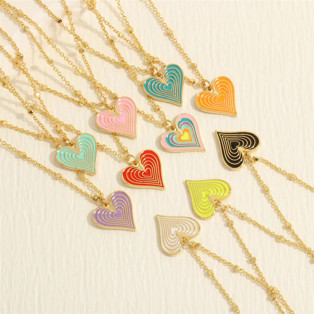 Women’s luxury necklace-Simple Style Heart Shape Copper Enamel Plating 18k Gold Plated Pendant Necklace