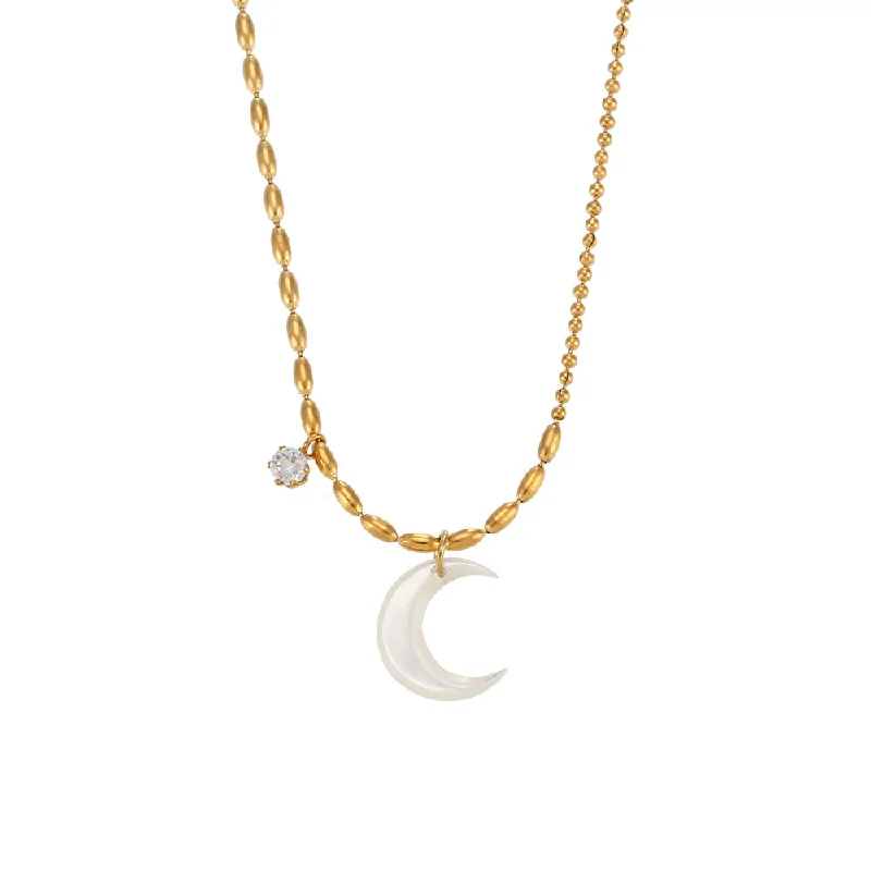 Bead Shell Crescent Necklace