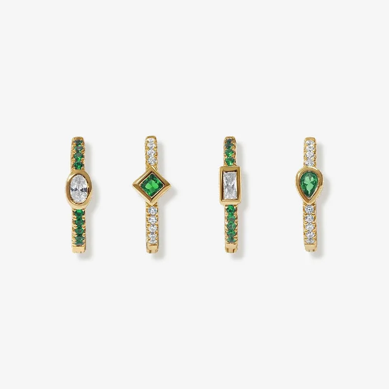 Women's minimalistic earrings-Karon emerald earring set