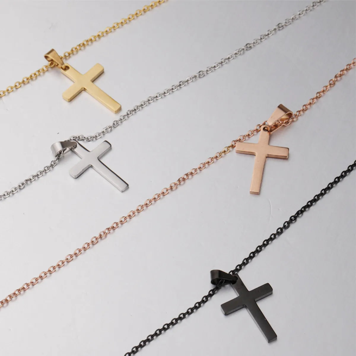 Women’s minimalist necklace-Casual Streetwear Cross Stainless Steel None 18K Gold Plated Unisex Pendant Necklace