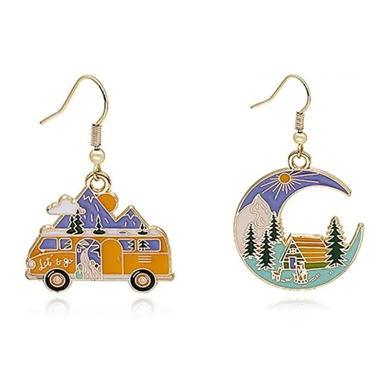 Women's statement earrings-Beautiful Adventure Van Earrings