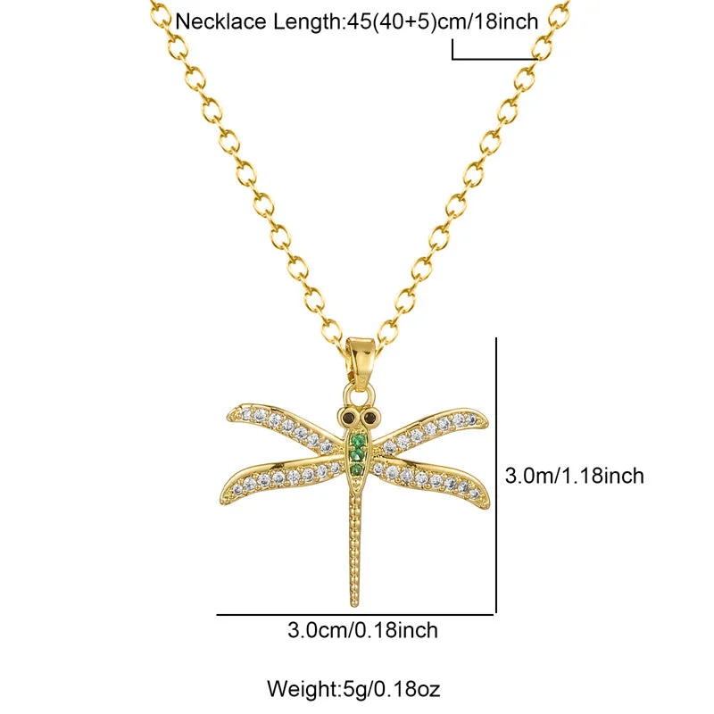 Dragonfly Zircon Pendant Necklace