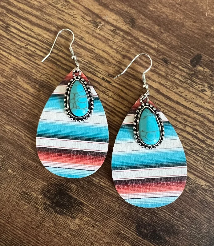 Women's personalized earrings-Beautiful Southwest Turquoise Drop Earrings