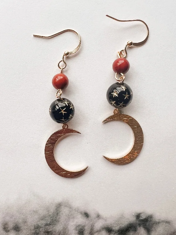 Women's handmade earrings-Beautiful Celestial Moon Earrings