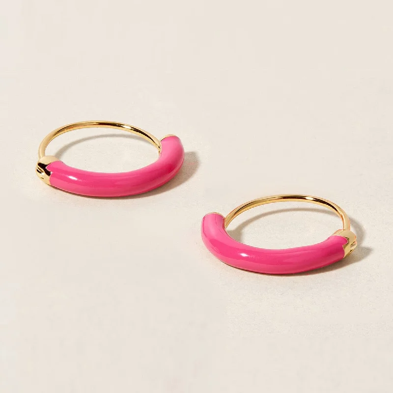 Women's colorful earrings-Saz neon pink mini hoops