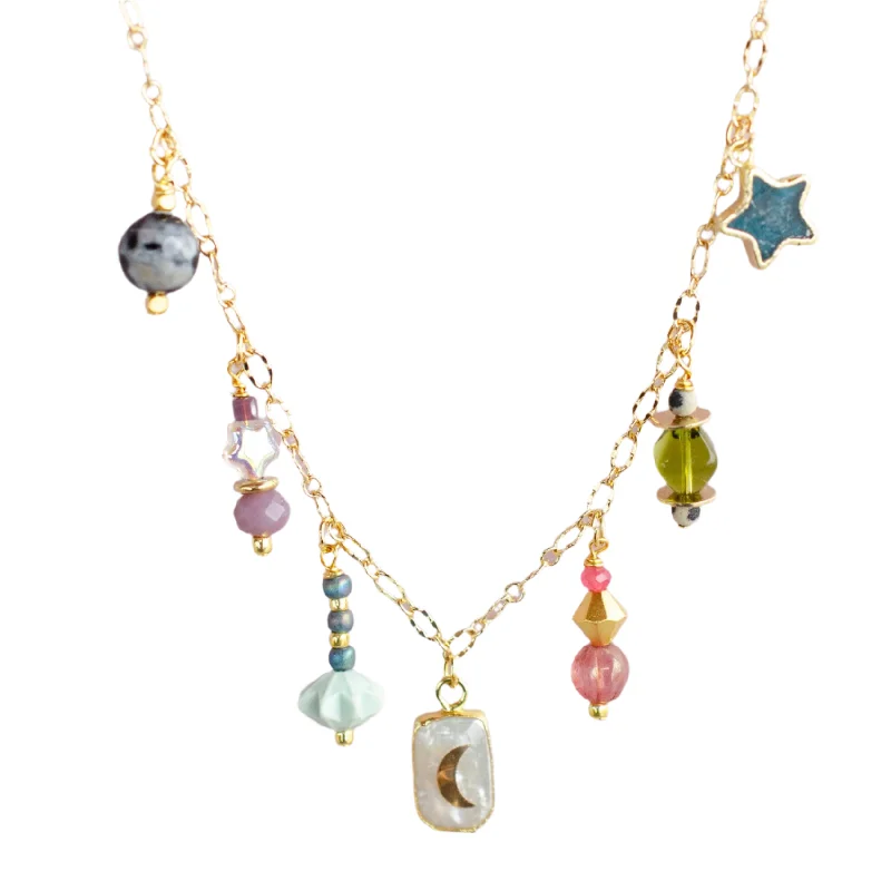 Women’s charm necklace-Atlas Pearl Moon Charm Necklace by Jill Makes