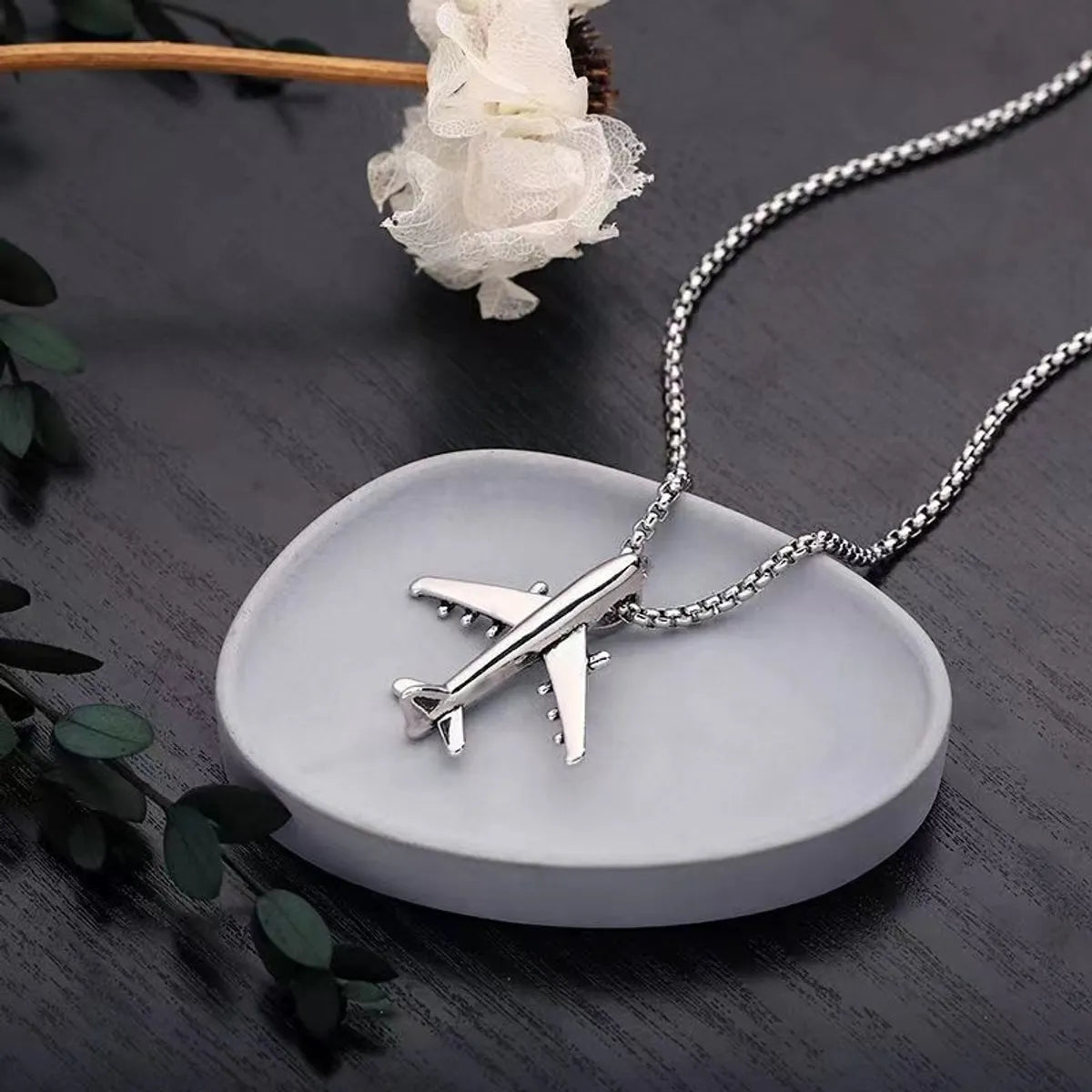 Women’s personalized necklace-Hip-Hop Airplane Alloy Titanium Steel Plating Men'S Pendant Necklace