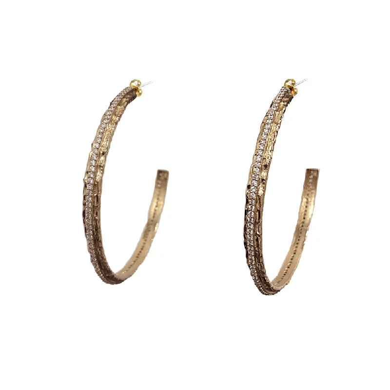 Women's artistic earrings-GOLD EGY CRYSTAL THIN HOOPS 2”