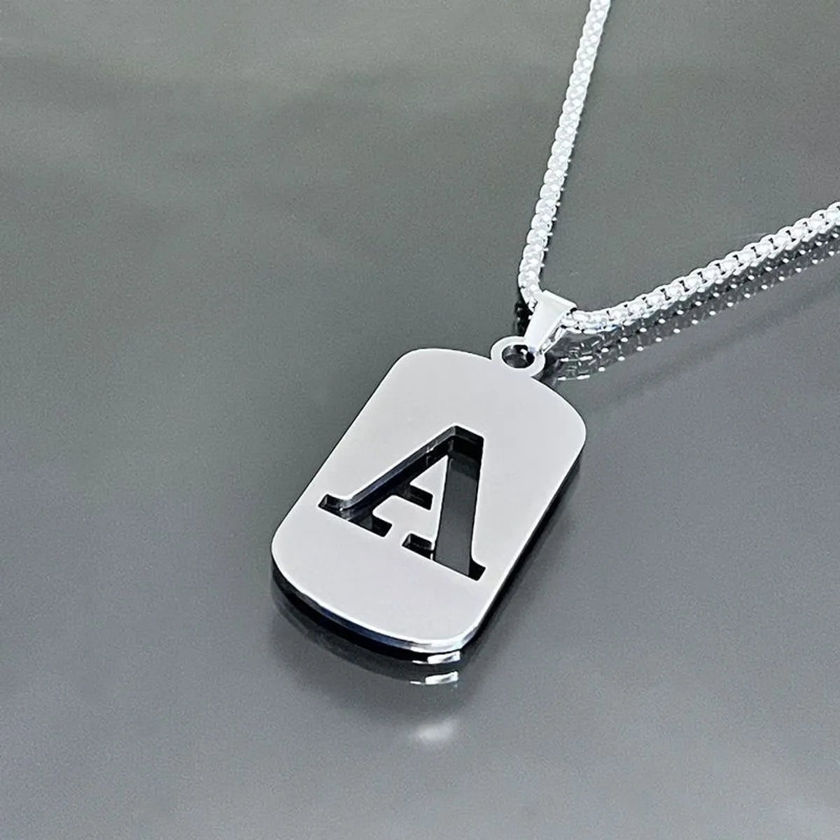 Women’s wedding necklace-Hip-Hop Letter Titanium Steel Polishing Plating Unisex Pendant Necklace