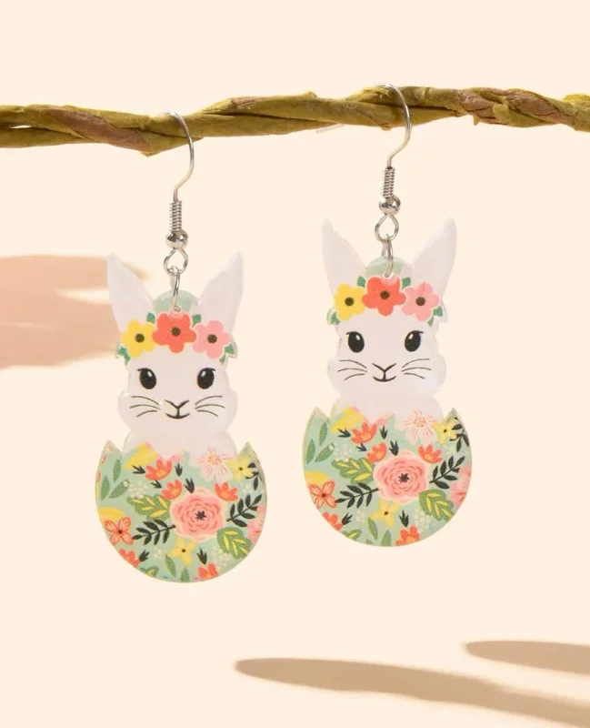 Women's statement dangle earrings-Beautiful Acrylic Bunny Earrings