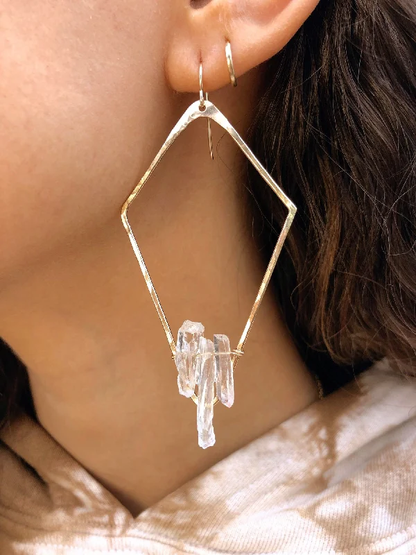 Women's bridal drop earrings-Lucid Crystal Earrings