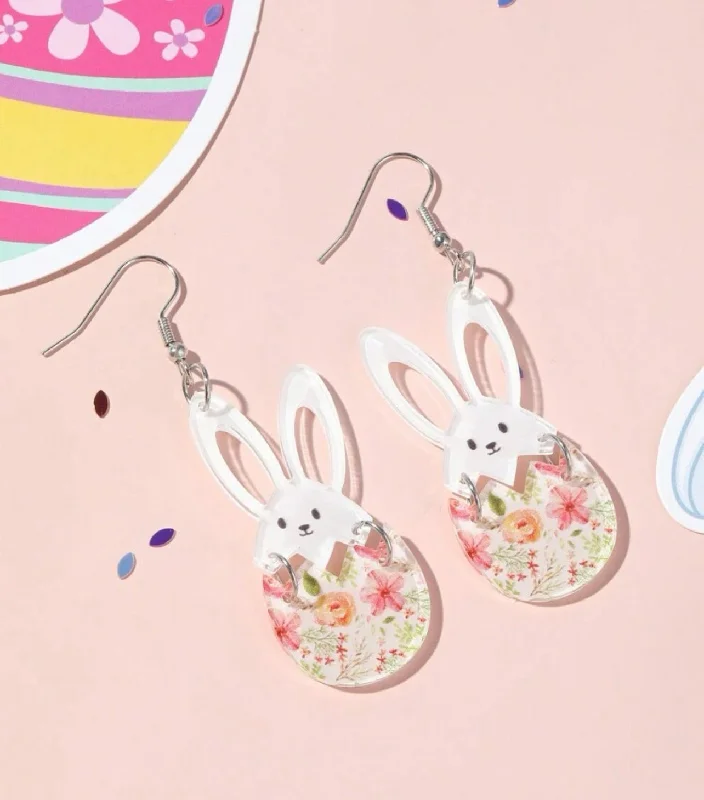 Women's festive earrings-Beautiful Acrylic Bunny Earrings