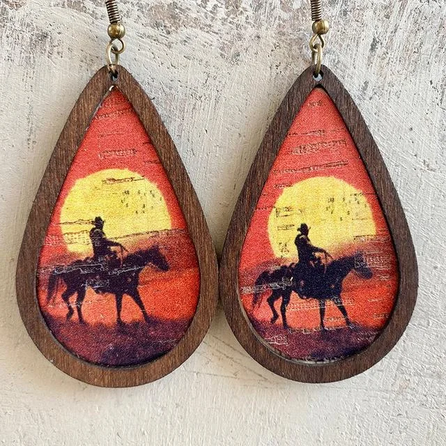 Women's luxury earrings-Beautiful Cowboy Sunset Earrings