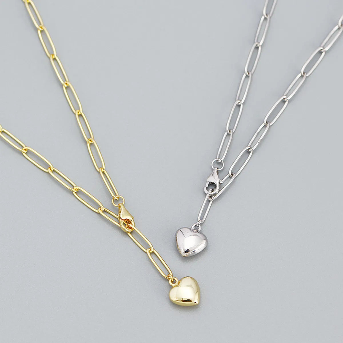 Women’s classic necklace-Fashion Heart Shape Silver Necklace Patchwork Stainless Steel Necklaces