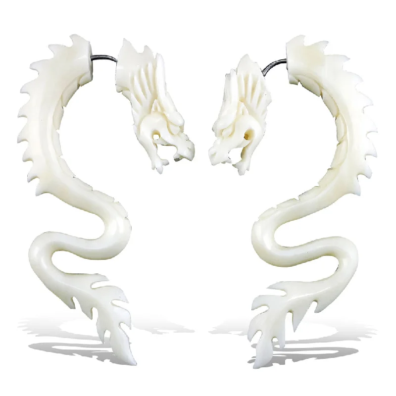 Women's retro earrings-<span>EFB-107<span>: </span></span>Kalisi Dragons - Bone