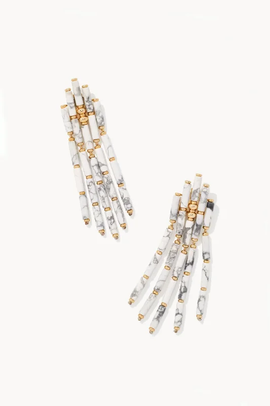 Women's fashion statement earrings-Ember Statement Earring-White Howlite