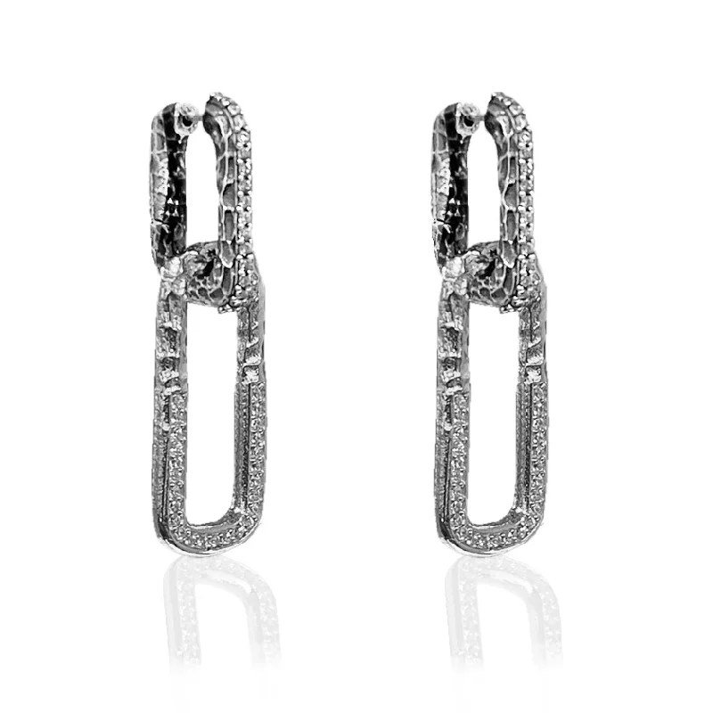 Women's custom hoop earrings-VINTAGE SILVER PAPERCLIP DROP EARRINGS