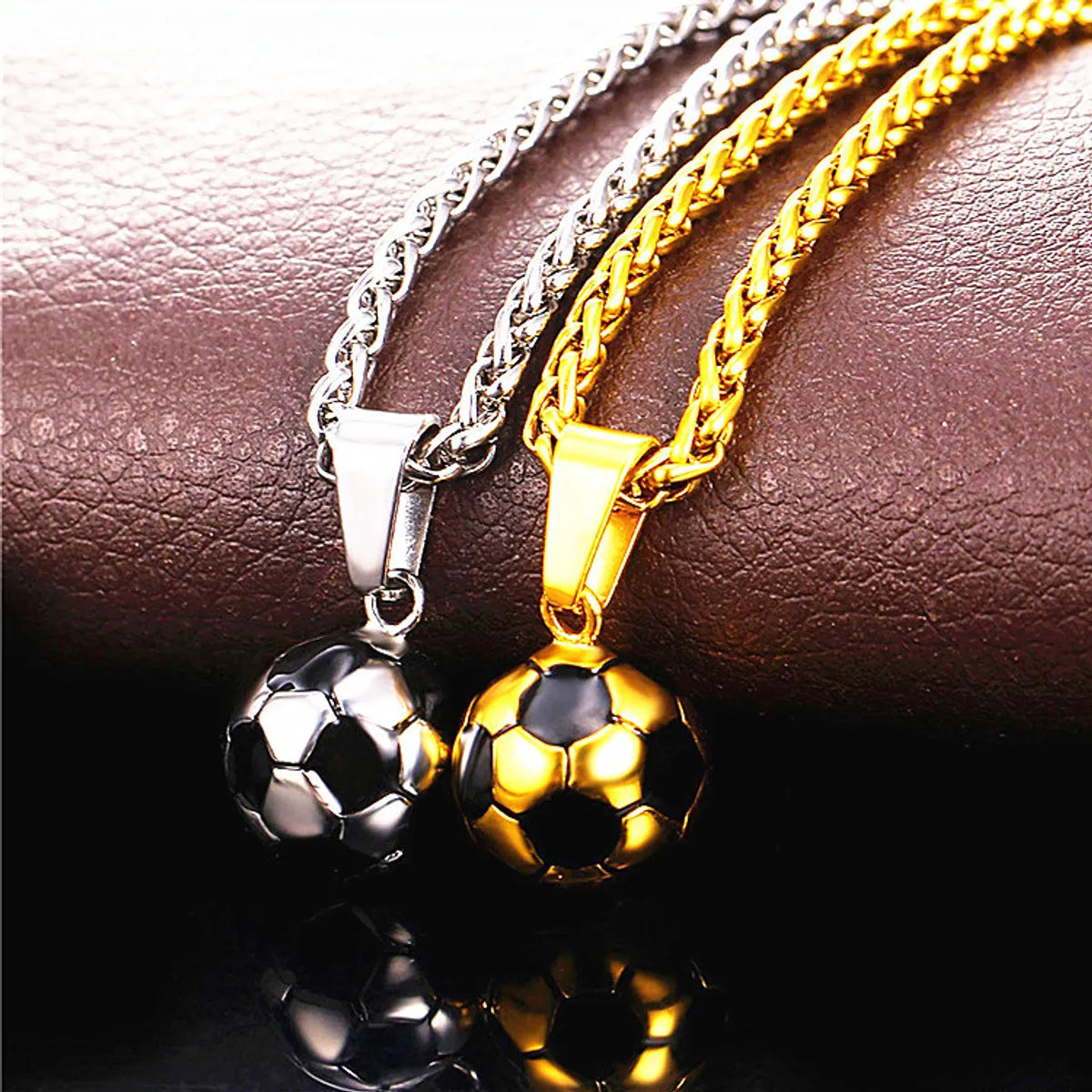 Women’s statement piece necklace-Fashion Football Titanium Steel Polishing Pendant Necklace 1 Piece