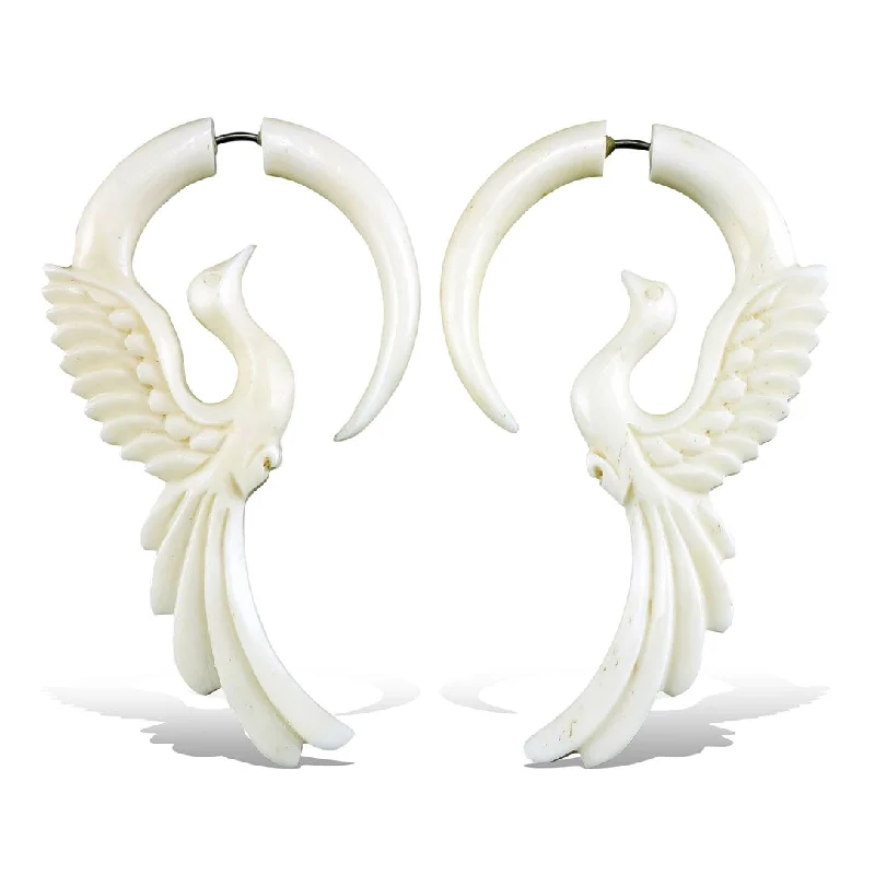 Women's designer stud earrings-<span>EFB-140<span>: </span></span>Rising Phoenix - Bone