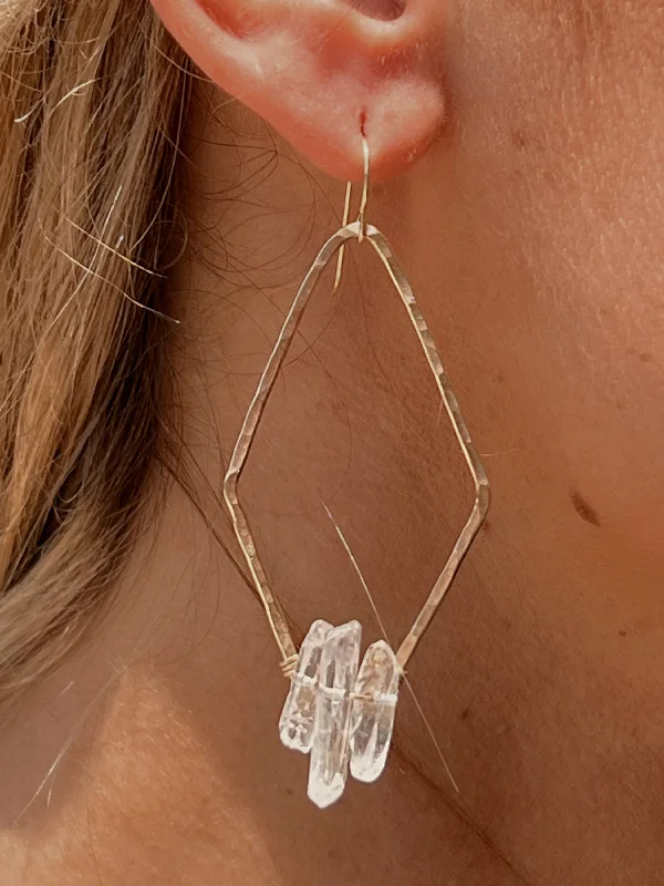 Women's charm earrings-Papaya Crystal Diamond Earrings