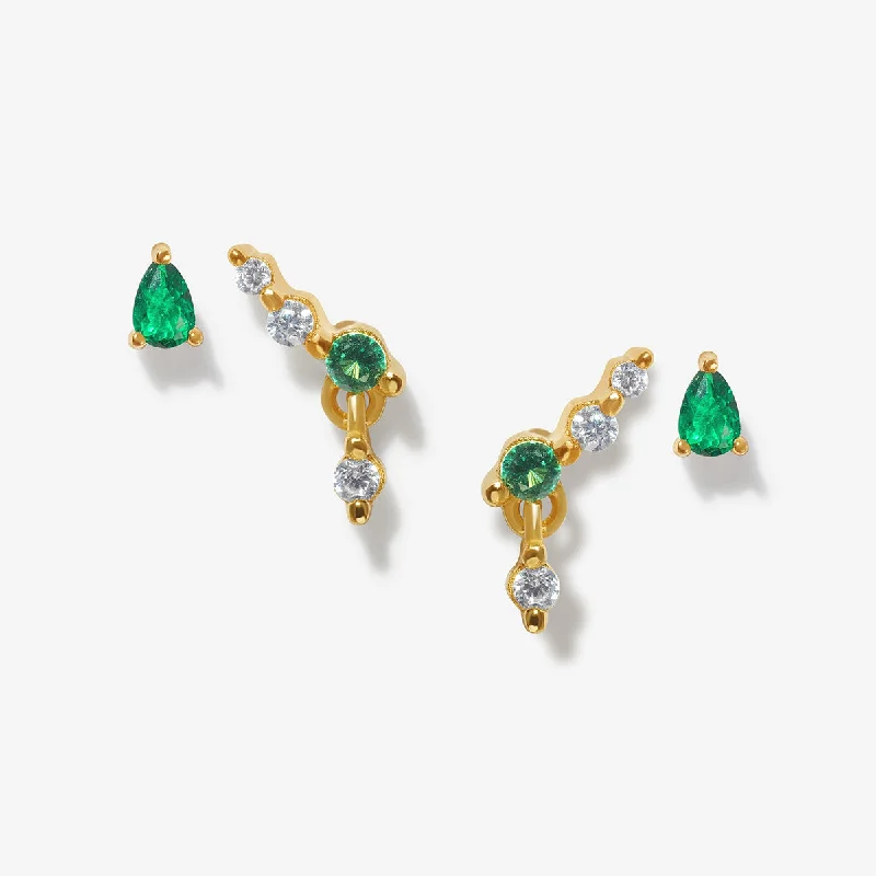 Women's hoop earrings-Sams emerald earring set