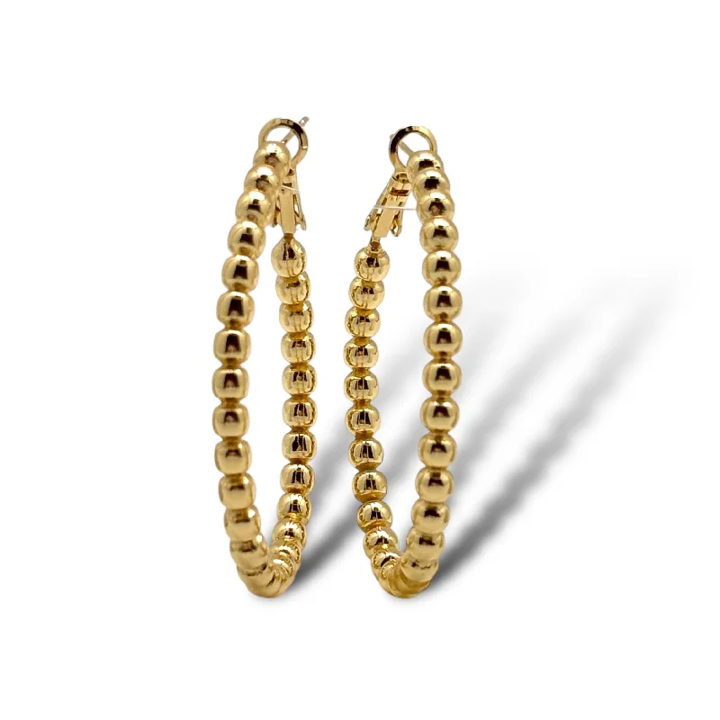 Women's bridal hoop earrings-Gold Ball Hoops