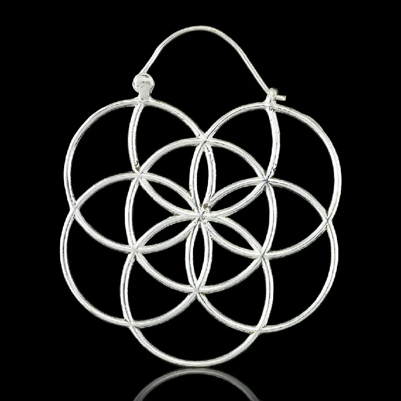 Women's adjustable stud earrings-<span>ASE-386<span>: </span></span>Flower of Life Hoops