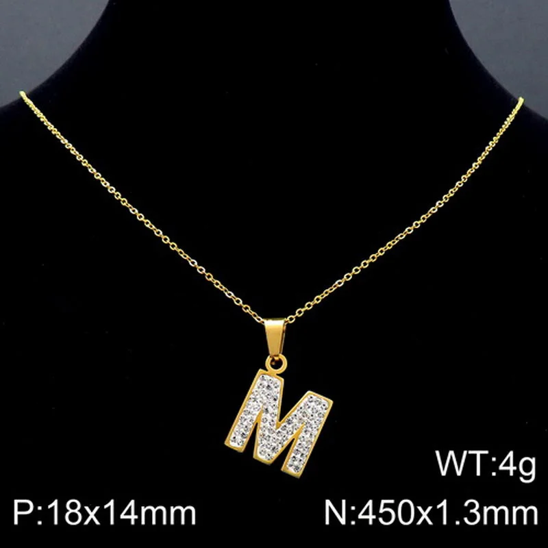 Gold Necklace Letter M