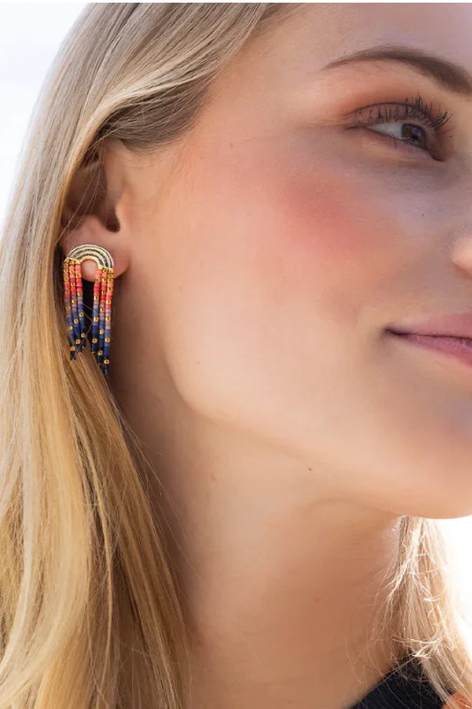 Women's wedding stud earrings-Chromacolor Miyuki Rainbow Fringe Earring