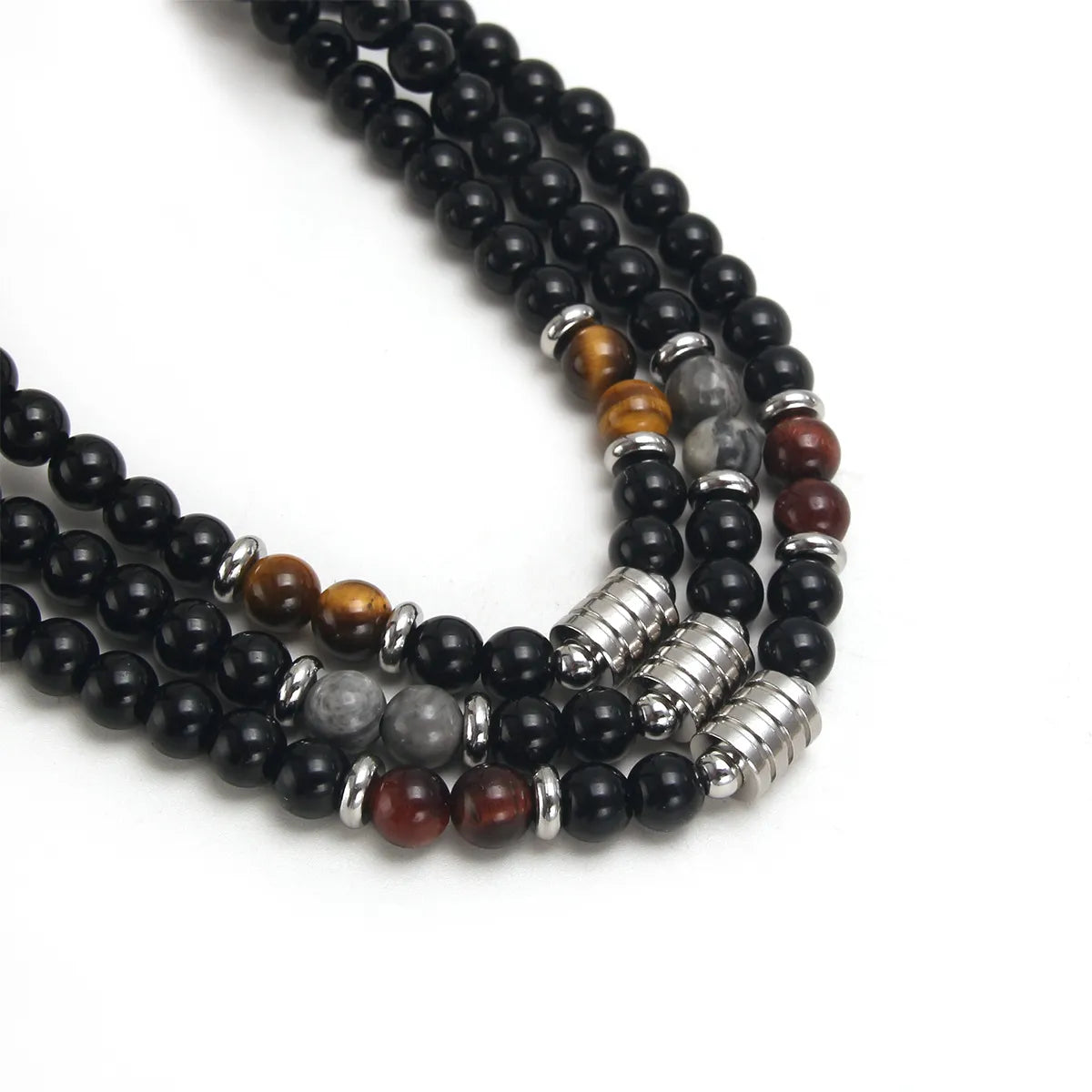 Women’s necklace set-Retro Geometric Tiger Eye Titanium Steel Beaded Plating Unisex Necklace