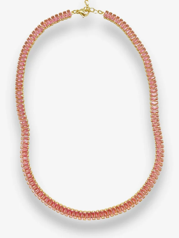 Women's trendy earrings-Blush Tennis Necklace