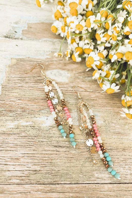 Women's pearl earrings-Beautiful Beaded Dangle Earrings