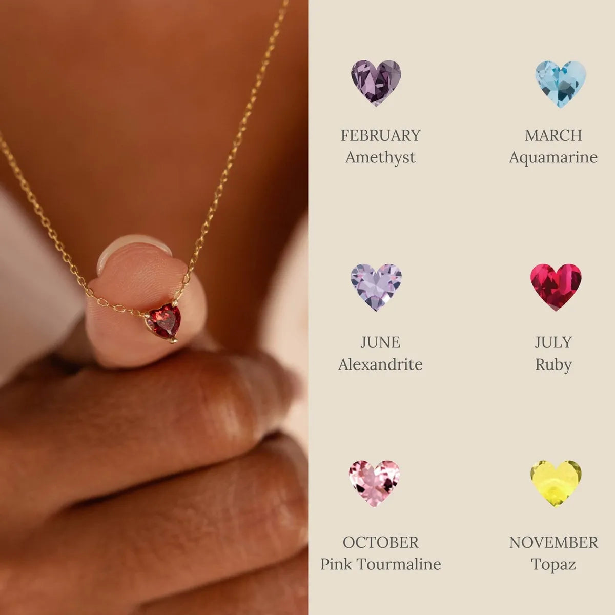 Women’s vintage style necklace-Stainless Steel Simple Style Heart Shape Plating Inlay Birthstone Necklace