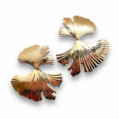 Women's holiday earrings-Gold Ginkgo Earrings