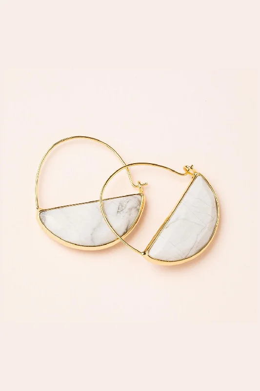 Women's luxury drop earrings-Gold Stone Prism Hoop