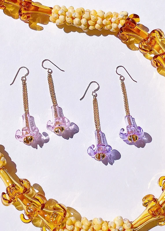 Women's statement earrings-Pua Flower Drop Earrings