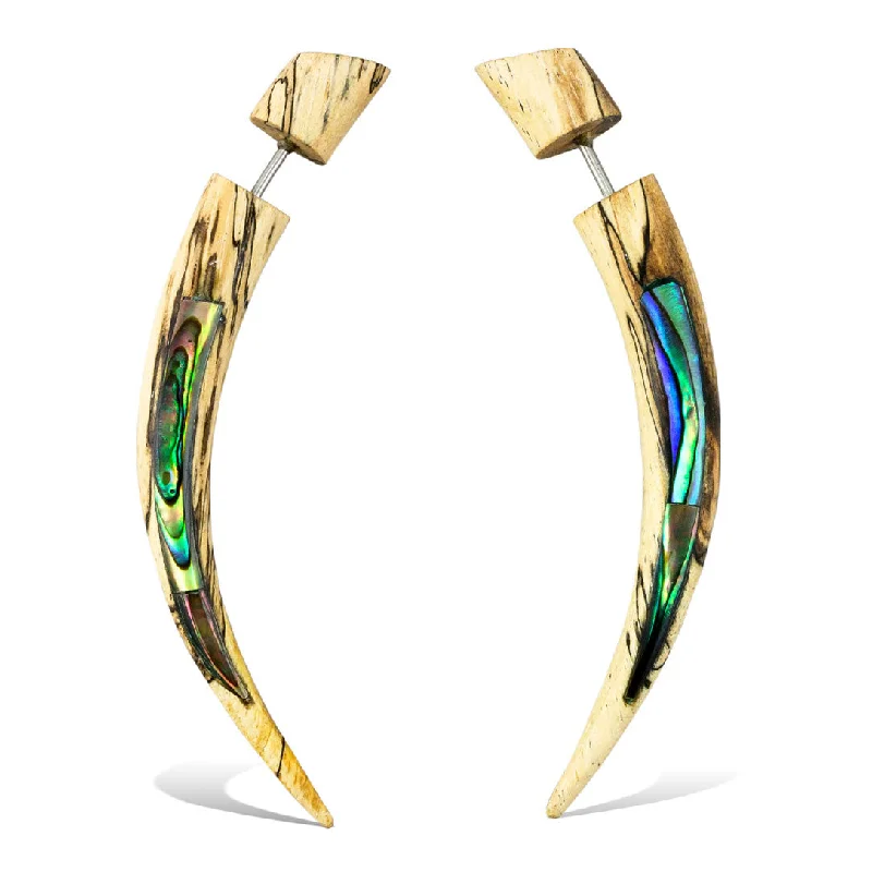 Women's retro earrings-<span>EFWA-303<span>: </span></span>Talons with Abalone - Wood