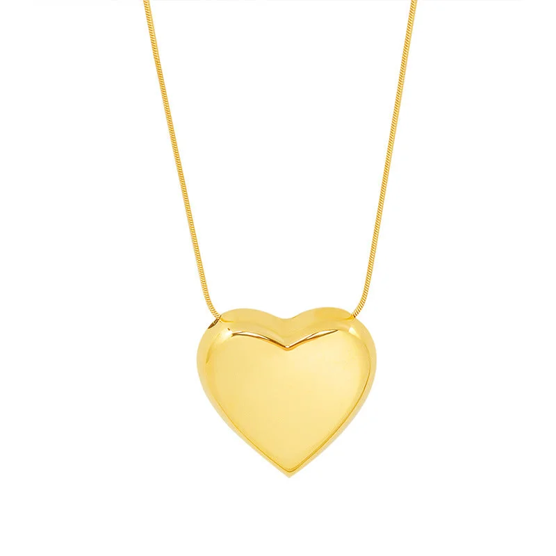 P059 Gold Big Heart Necklace 40 + 5cm