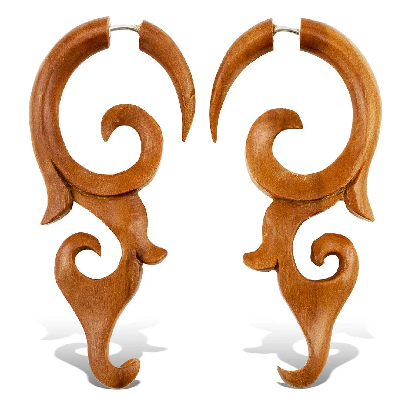 Women's vintage earrings-<span>EFW-928<span>: </span></span>Aviva Curls - Wood