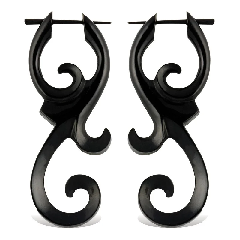 Women's heart-shaped hoop earrings-<span>ERH-765<span>: </span></span>Ma'ayan Curls - Horn