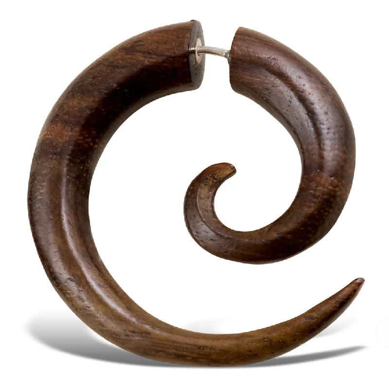 Women's cute earrings-<span>EFW-001<span>: </span></span>Spirals - Brown Sono Wood