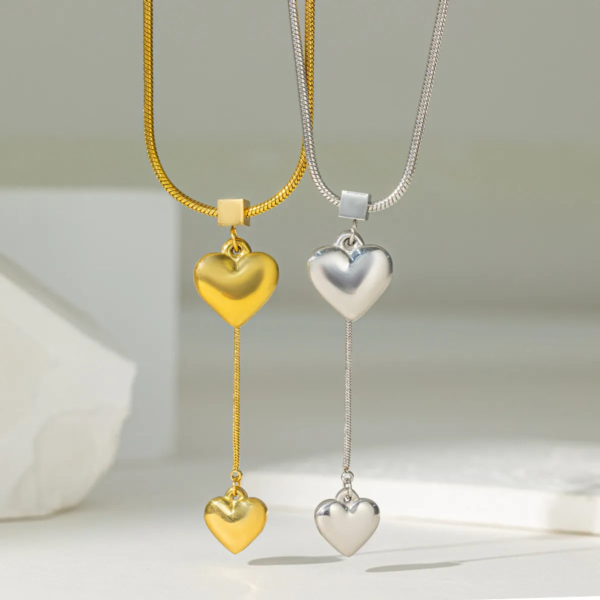 Women’s holiday gift necklace-Titanium Steel 18K Gold Plated Vintage Style Simple Style Heart Shape Plating Pendant Necklace