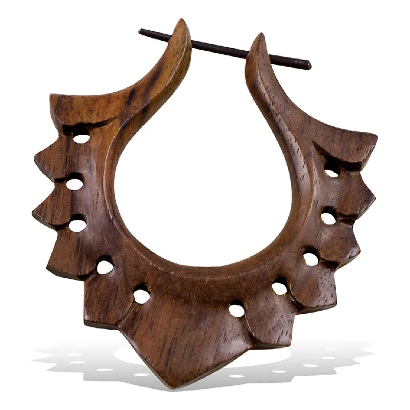 Women's casual earrings-<span>ERW-601<span>: </span></span>Kymani Hoops - Wood